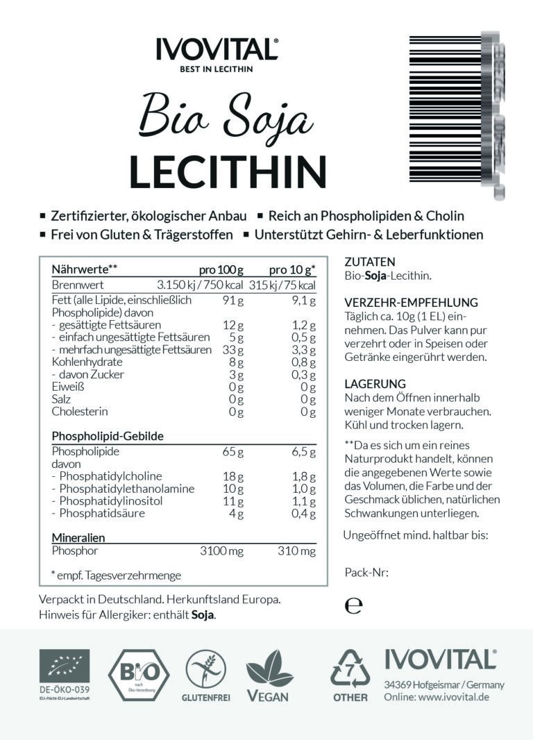 Bio Soja Lecithin Pulver günstig kaufen IVOVITAL Shop